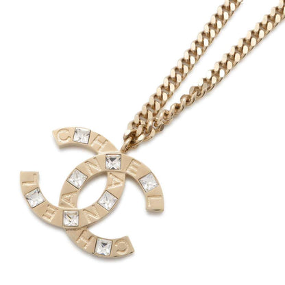 Chanel Necklace Champagne Gold Metal  Rhinestone