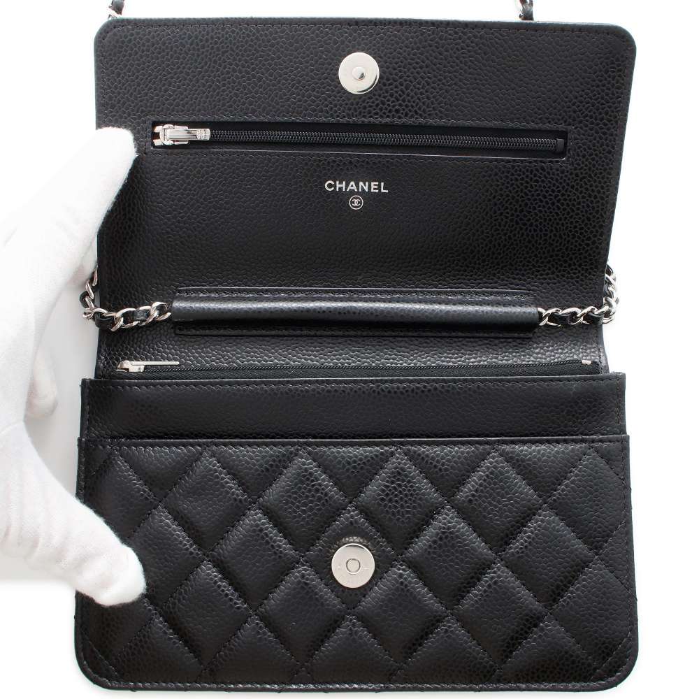 CHANEL Matelasse Classic Chain Wallet Black AP0250 Caviar Leather