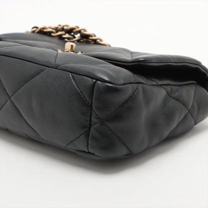 Chanel 19  Chain Shoulder Bag Black Gold  AS1160