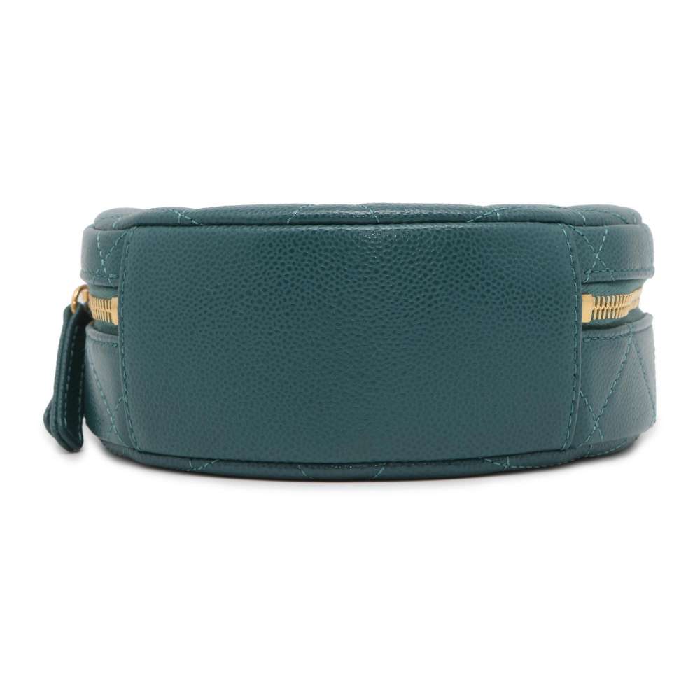 Chanel CC Logo Small Vanity Case Green AS3875 Caviar Leather