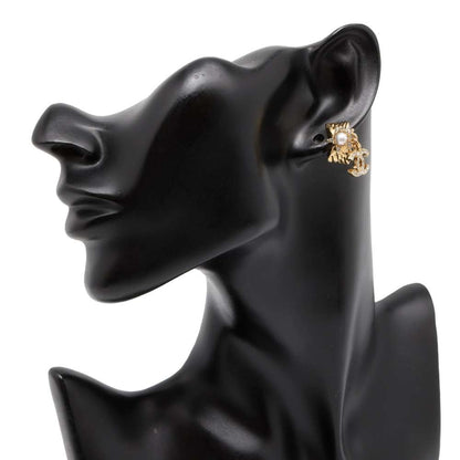 Chanel CC logo earrings ABC658 Metal Rhinestone Faux Pearl