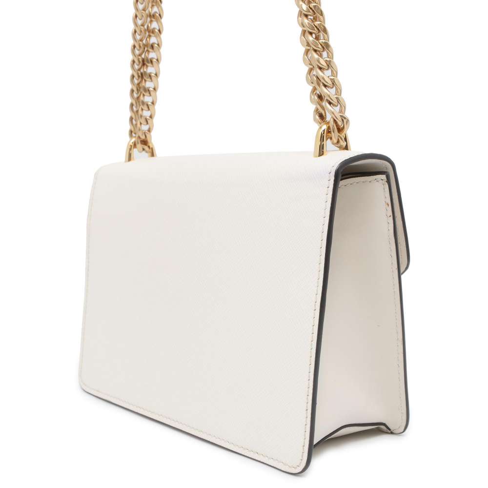 PRADA Saffiano Leather ChainShoulder Bag White 1BD200 Leather