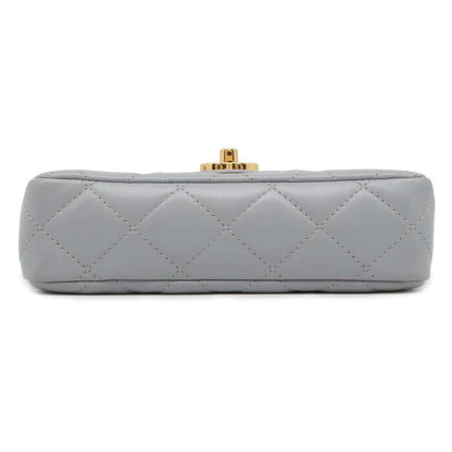 Chanel Top handle Flap Bag Gray AS4023 Shiny Lambskin Size Small