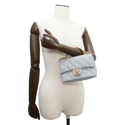 Chanel Top handle Flap Bag Gray AS4023 Shiny Lambskin Size Small