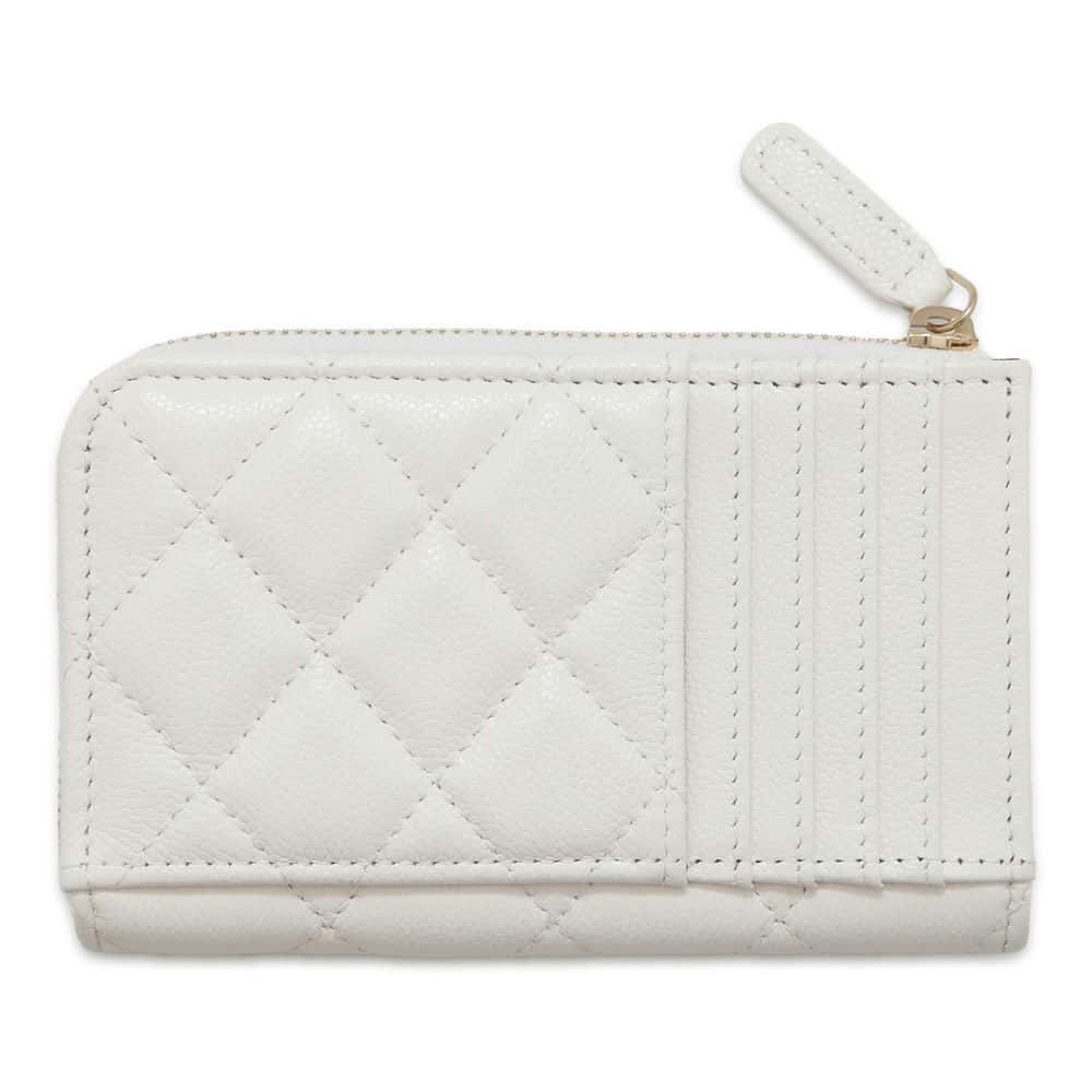 Chanel Matelasse Classic Zip Card Coin Purse White AP3179 Caviar Leather