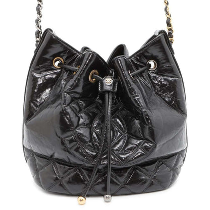 Chanel CC Logo Drawstring BagChainShoulder Bag Black AS1877 Shiny Aged Calf Leather
