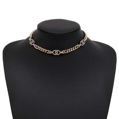 Chanel CC Logo Necklace Gold/Silver Metal Light Stone