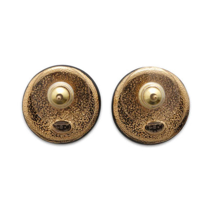 Chanel CC Logo Circle Bicolor Earrings Black/White ABC997 Metal
