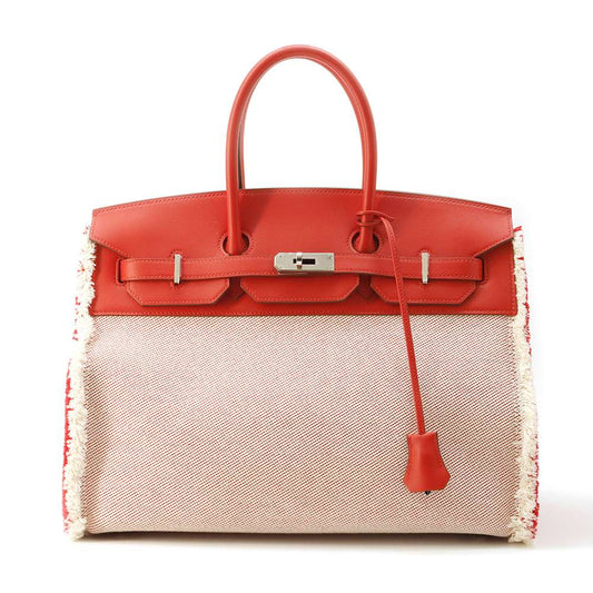 HERMES Birkin Frey Frey Rouge Coeur Swift Leather Twill Ash Size 35