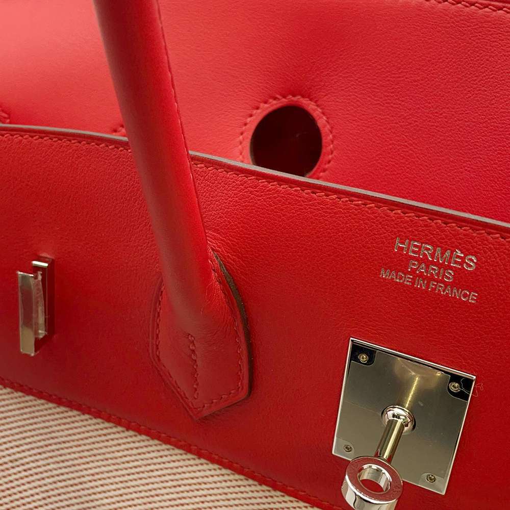 HERMES Birkin Frey Frey Rouge Coeur Swift Leather Twill Ash Size 35