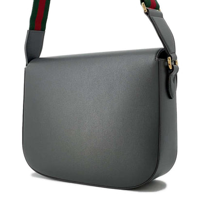 GUCCI Horsebit1955 Shoulder Bag Gray 700457 Leather