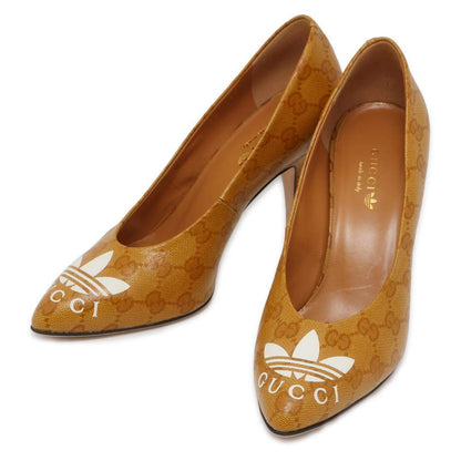 GUCCI Adidas Collaboration GG Crystal Pumps Beige 702221 Leather Size 38
