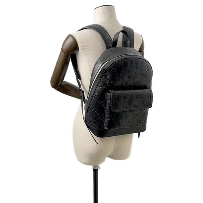 GUCCI GG Embossed Backpack Black 658579 Leather