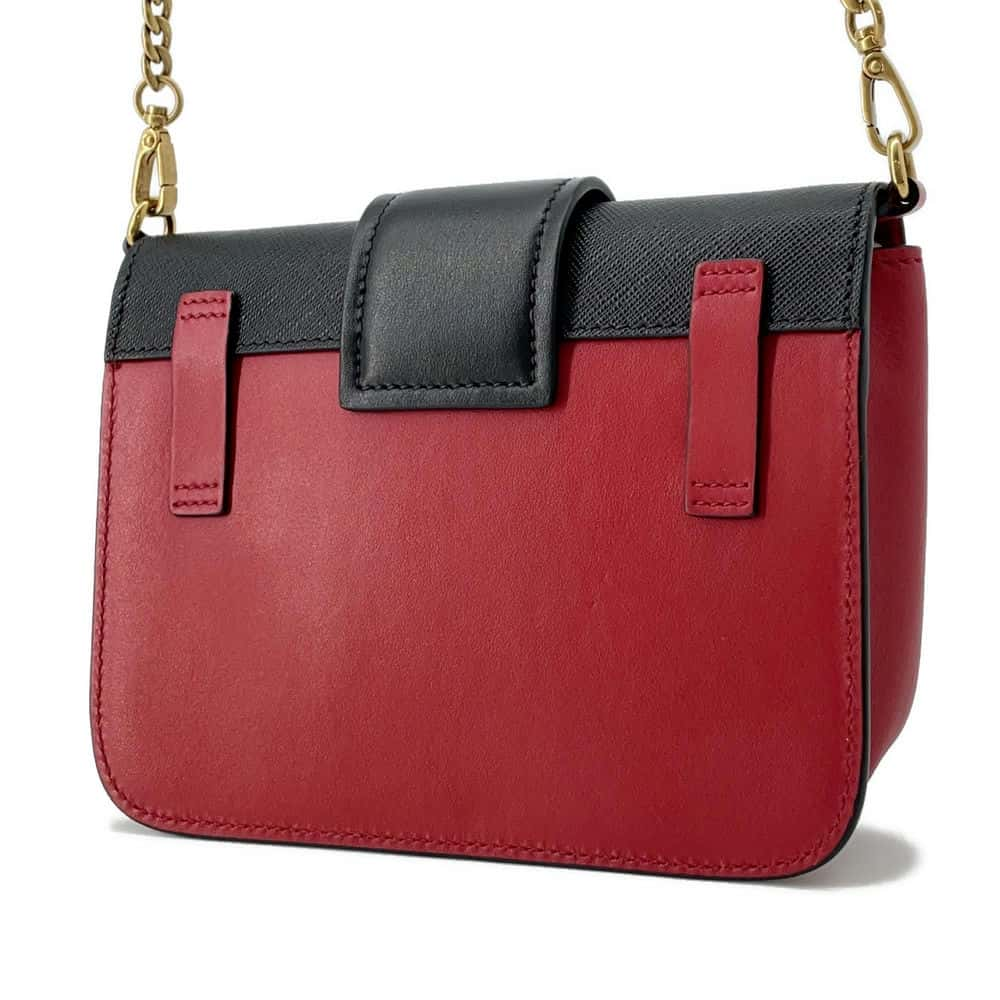 PRADA ChainShoulder Bag Red/Black 1BL004 Leather