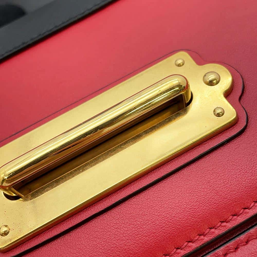 PRADA ChainShoulder Bag Red/Black 1BL004 Leather