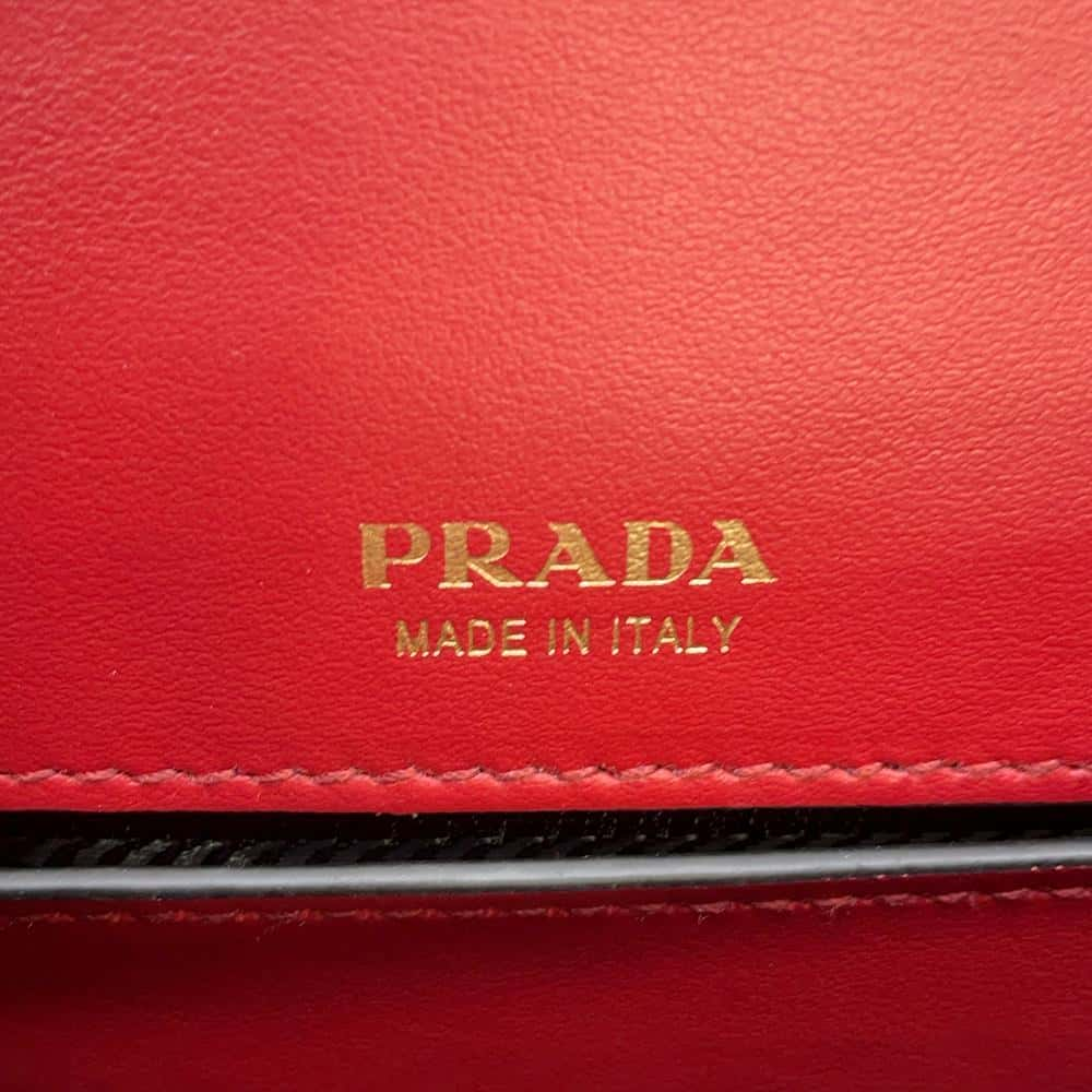 PRADA ChainShoulder Bag Red/Black 1BL004 Leather