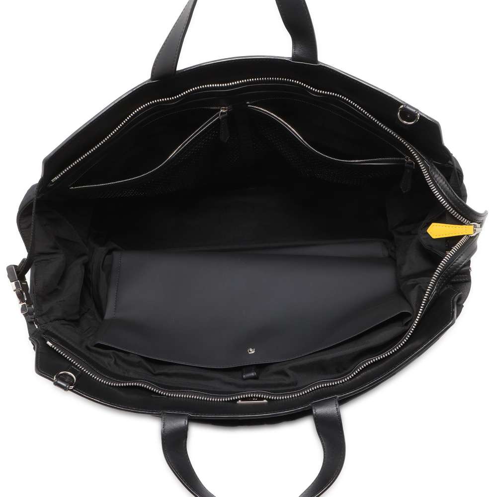 FENDI Peekaboo Iconic Travel Bag Black/Yellow 7VA502 Nylon Leather Size Large