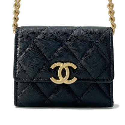 Chanel Matelasse ChainShoulder Bag Black Caviar Leather
