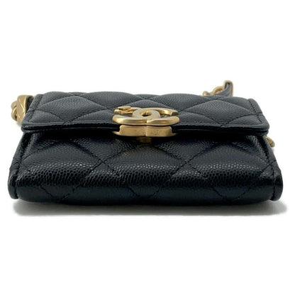Chanel Matelasse ChainShoulder Bag Black Caviar Leather