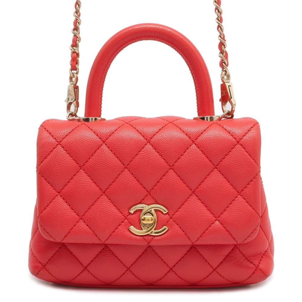 Chanel Matelasse Classic Top Handle Bag Pink AS2215 Caviar Leather