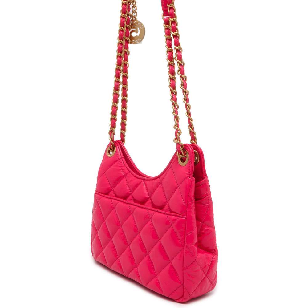 Chanel Matelasse CC Logo Hobo Bag Pink AS3710 Shiny Calf Leather