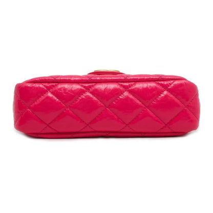 Chanel Matelasse CC Logo Hobo Bag Pink AS3710 Shiny Calf Leather