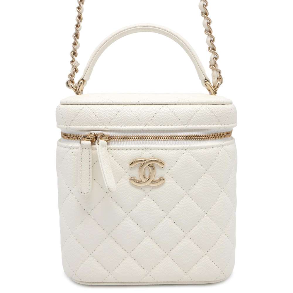 Chanel Matelasse vanity Bag White Caviar Leather