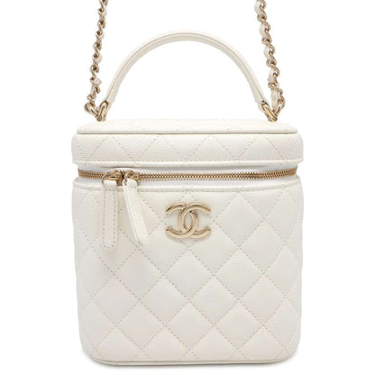 Chanel Matelasse vanity Bag White Caviar Leather