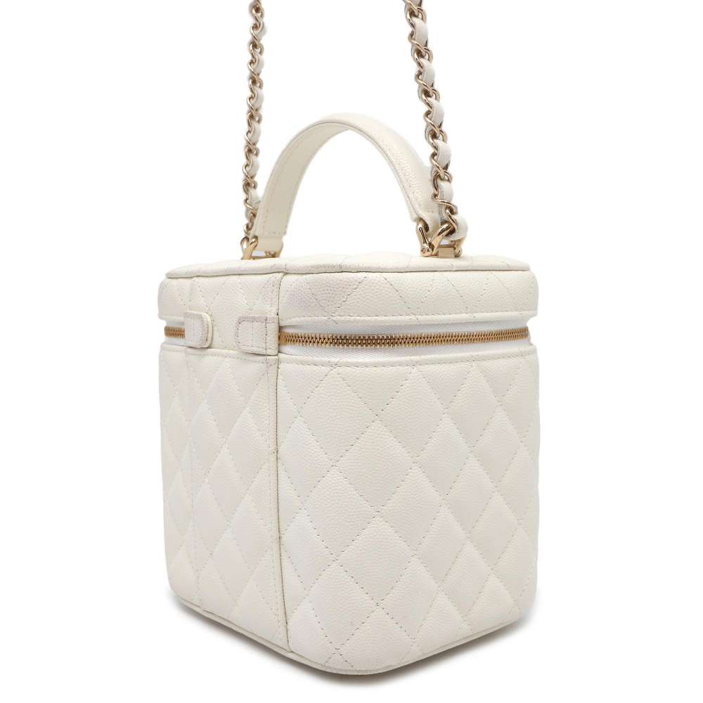Chanel Matelasse vanity Bag White Caviar Leather