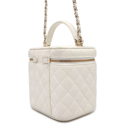 Chanel Matelasse vanity Bag White Caviar Leather