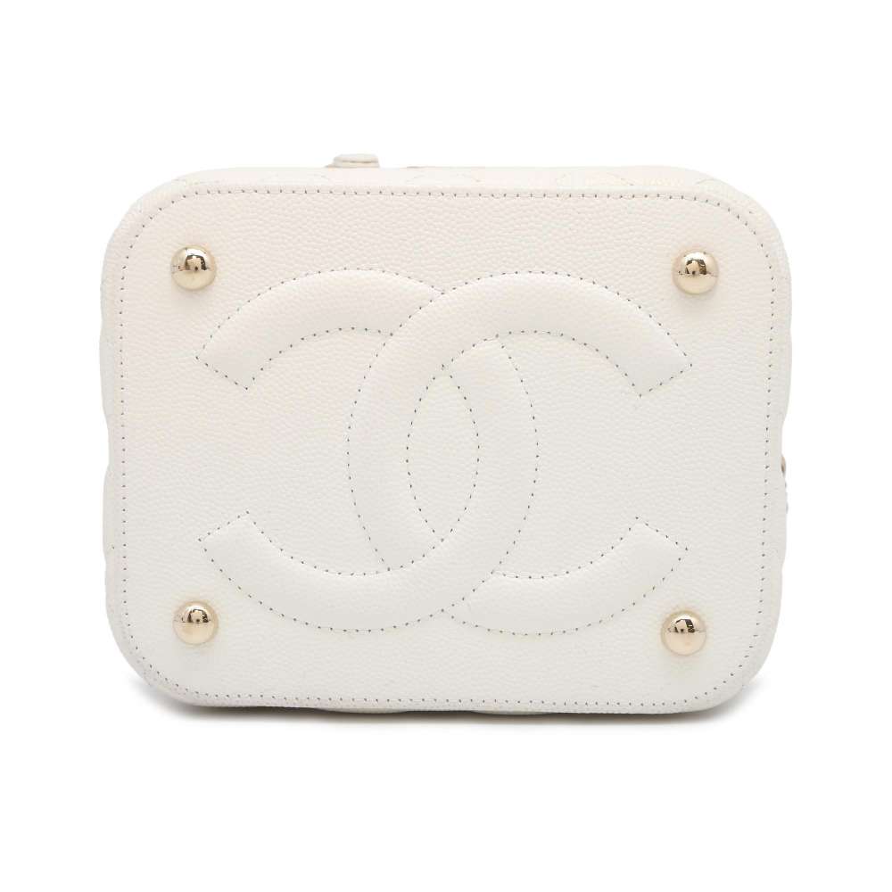 Chanel Matelasse vanity Bag White Caviar Leather