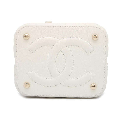 Chanel Matelasse vanity Bag White Caviar Leather