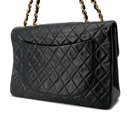 Chanel Jumbo Matelasse ChainShoulder Bag Black Lambskin Size 34