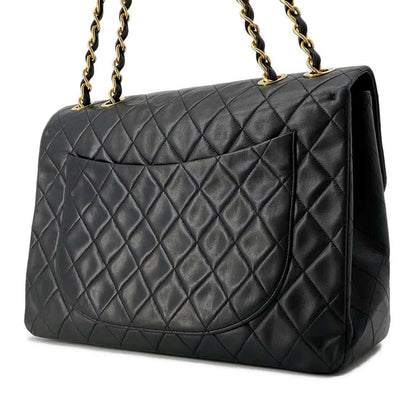 Chanel Jumbo Matelasse ChainShoulder Bag Black Lambskin Size 34