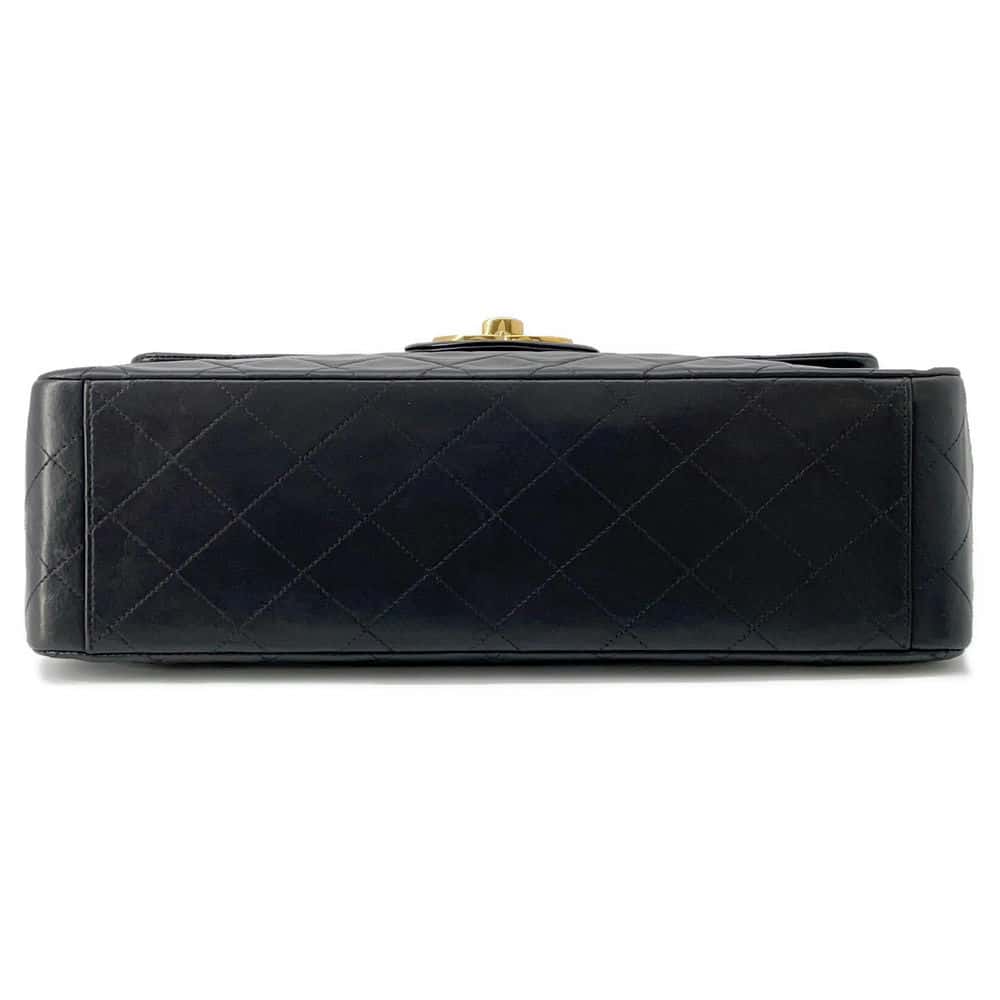 Chanel Jumbo Matelasse ChainShoulder Bag Black Lambskin Size 34