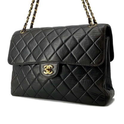 Chanel Matelasse Double Face ChainShoulder Bag Black Lambskin Size 30