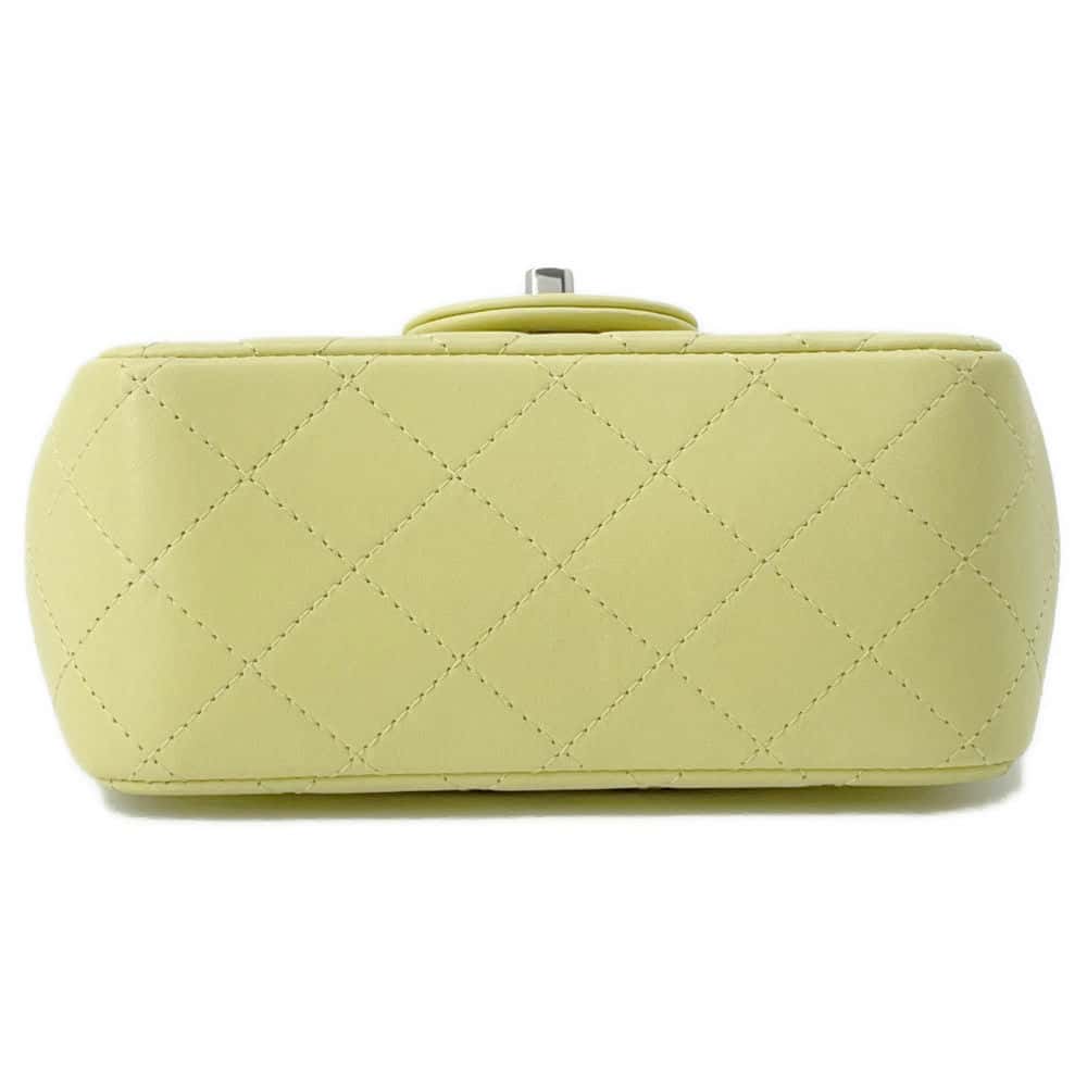 Chanel Mini Matelasse ChainShoulder Bag Yellow Lambskin Size 16