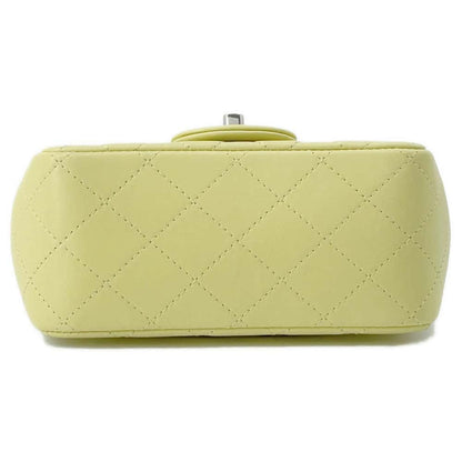 Chanel Mini Matelasse ChainShoulder Bag Yellow Lambskin Size 16