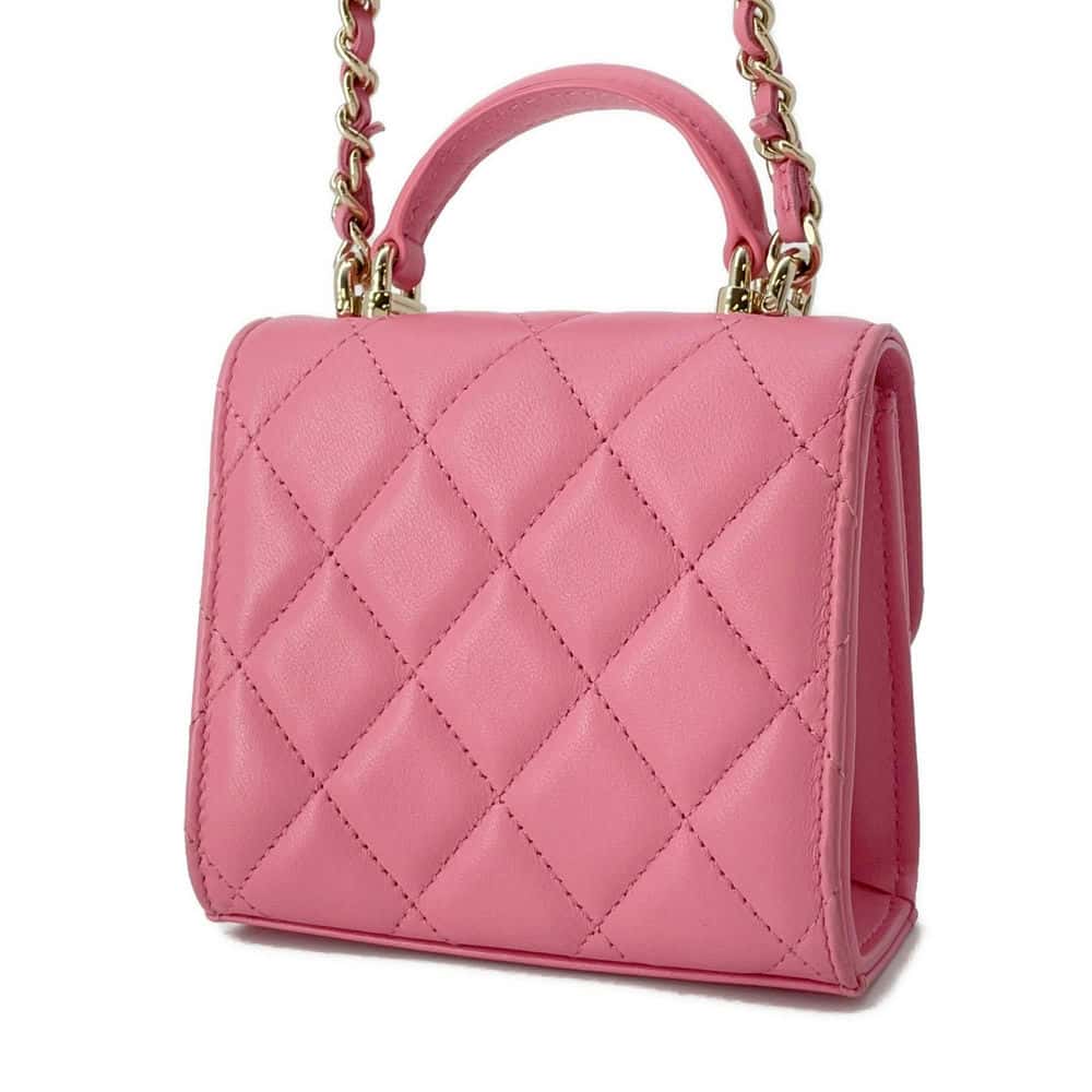 Chanel Matelasse ChainShoulder Bag Pink AP2682 Lambskin Size 11