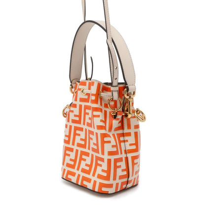FENDI Montresor 2WAY Shoulder Bag Ivory/Orange 8BS010 Leather Size Mini