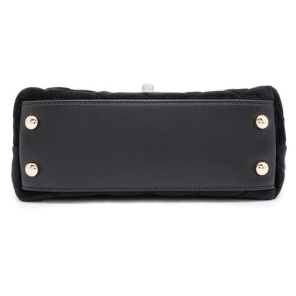 Chanel Coco Handle Rhinestone 2WAY HandBag Black Velvet Size XXS