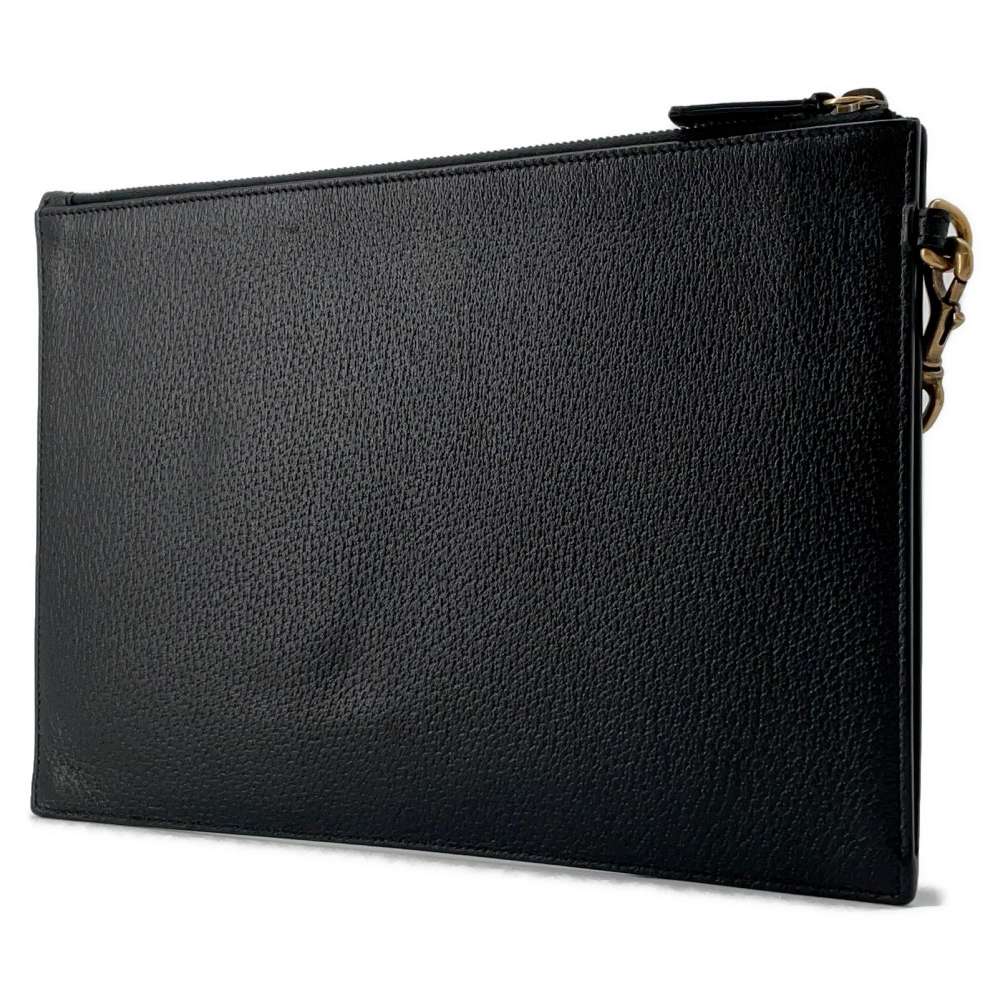 GUCCI Animalier BEE Clutch Bag Black 523684 Leather
