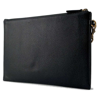 GUCCI Animalier BEE Clutch Bag Black 523684 Leather