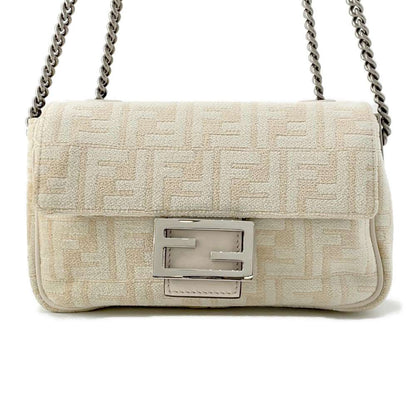 FENDI Baguette ChainShoulder Ivory 8BR793 pile