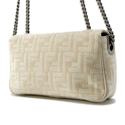 FENDI Baguette ChainShoulder Ivory 8BR793 pile