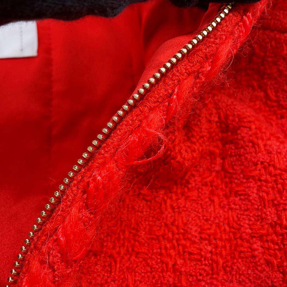 Chanel Tweed Zip Jacket Size 36 Red P62366 Wool 100%