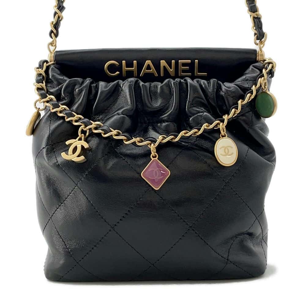 Chanel 22 ChainShoulder Black AS3793 Lambskin Size Mini