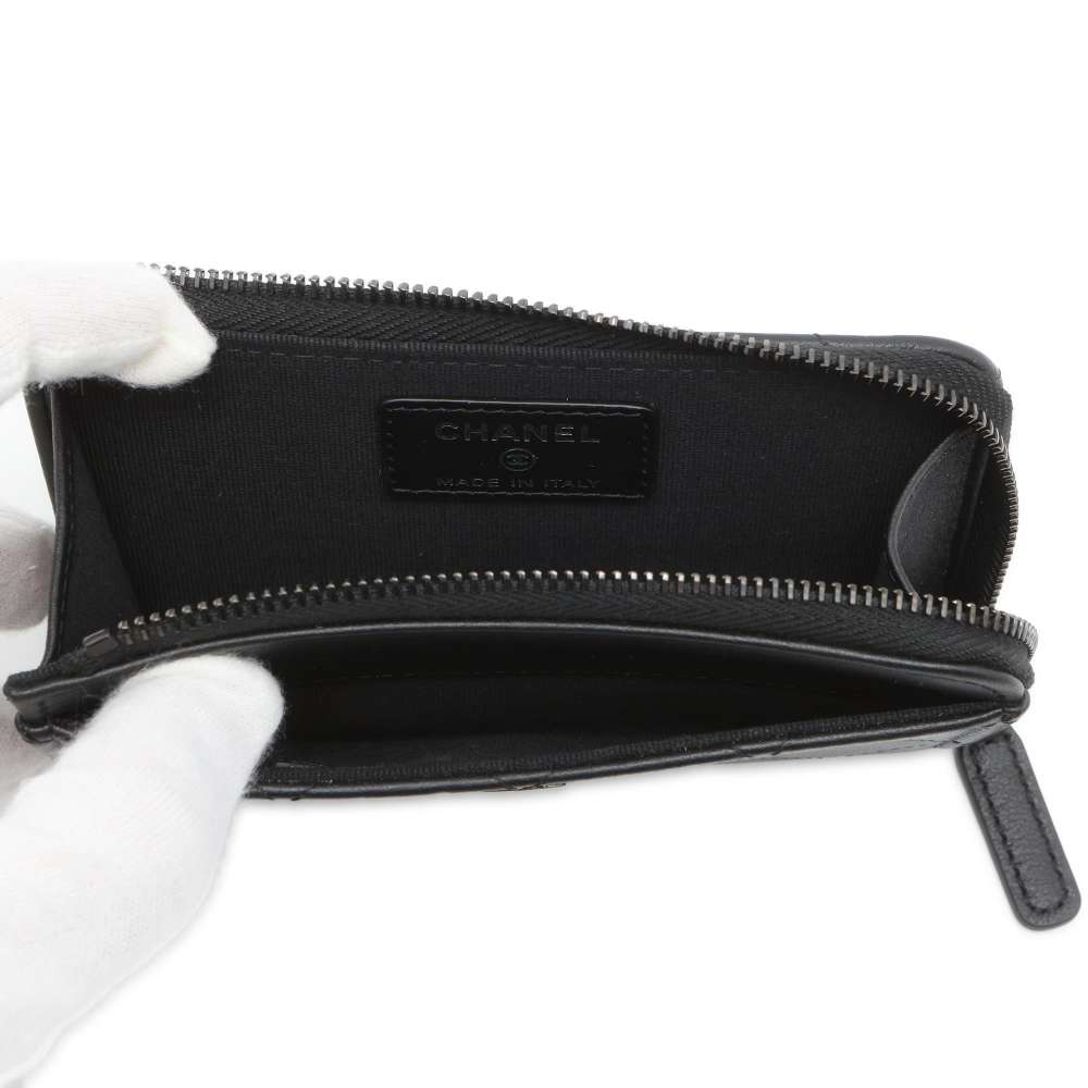 Chanel Fragment Coin purse Black AP3820 Grained CalfLeather
