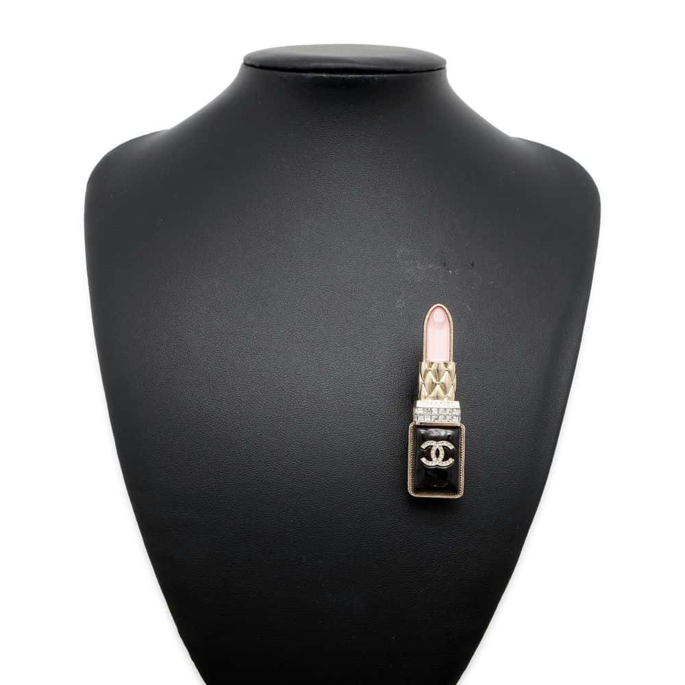 Chanel Brooch Lipstick Black AB7677 Metal