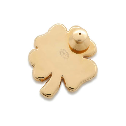 CHANEL Brooch Clover Black/Gold ABC961 Metal
